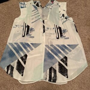 Vince Camuto White & Blue Tank Top Blouse – Size Small
